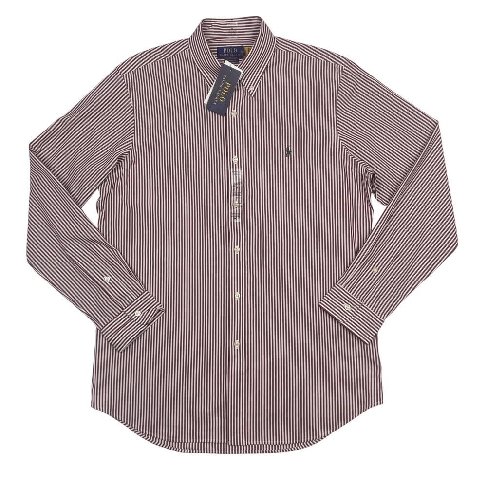 Polo Ralph Lauren Shirt Mens M Red Long Sleeve Button Down Classic Fit Stretch